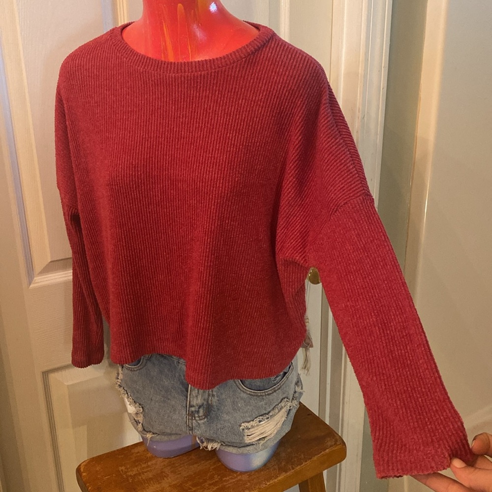 Zenana Outfitters Red Crew Neck Sweater - Picture 10 of 12